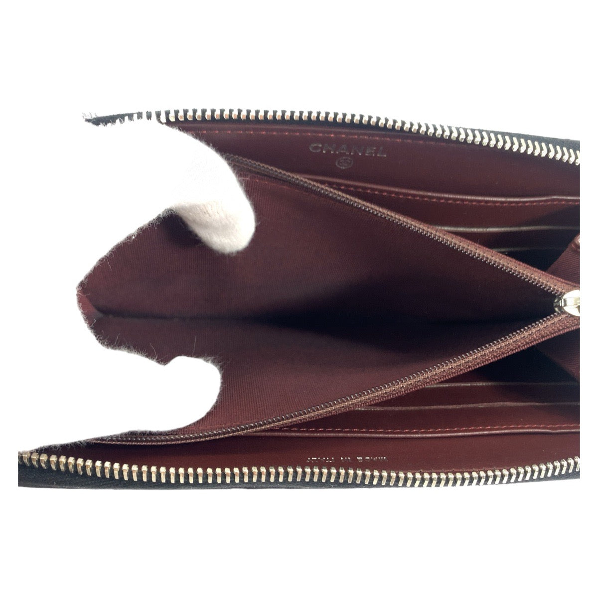 CHANEL Long Wallet Purse lambskin Black SilverMetal Matrasse COCO Mark