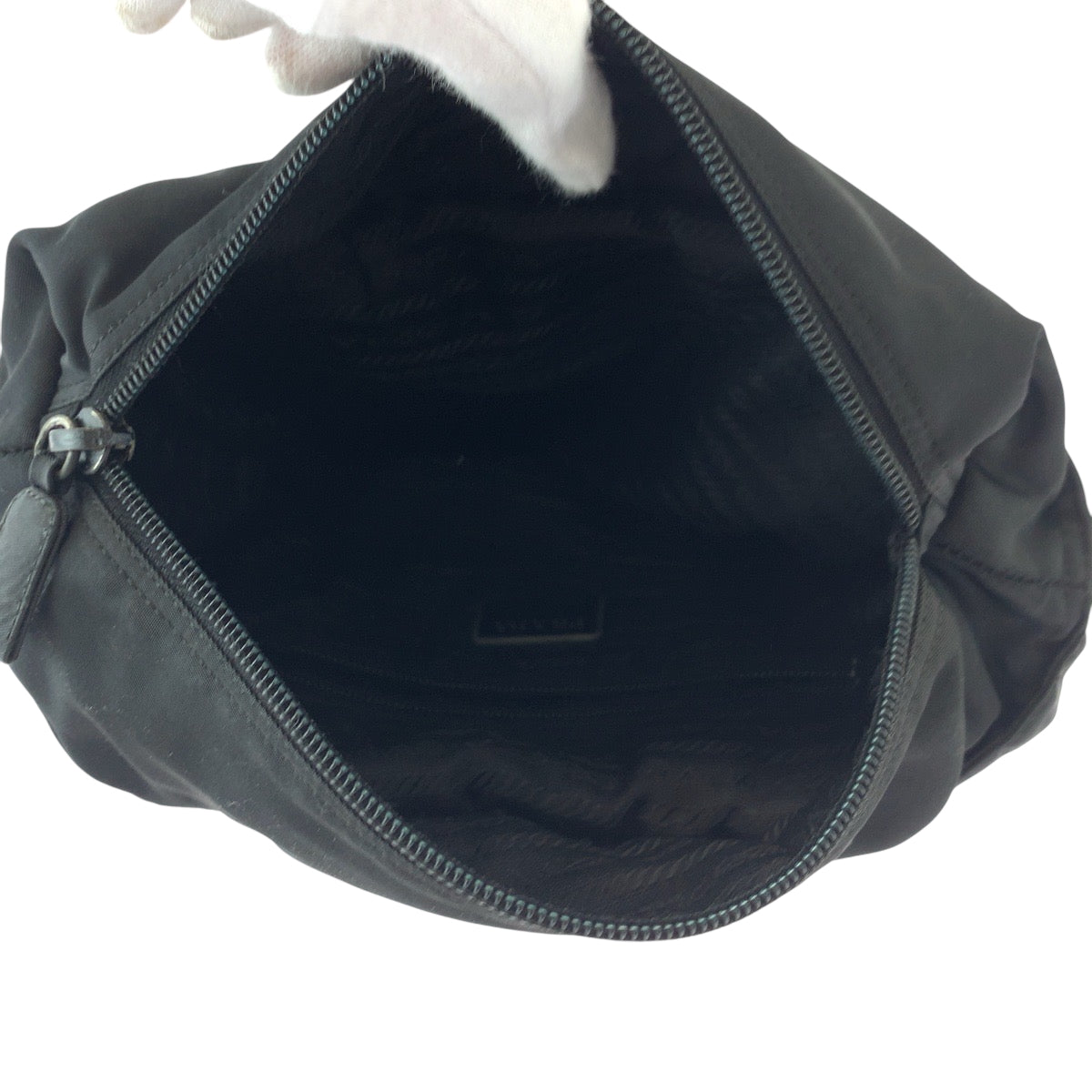 PRADA Handbag Nylon Black SilverMetal Test Triangle With logo