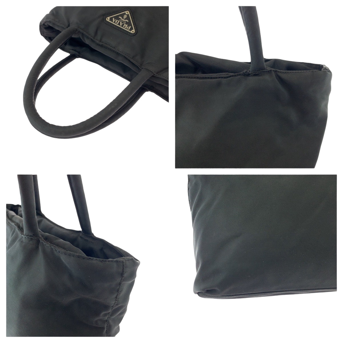 PRADA Handbag Nylon Black SilverMetal Test Triangle With logo