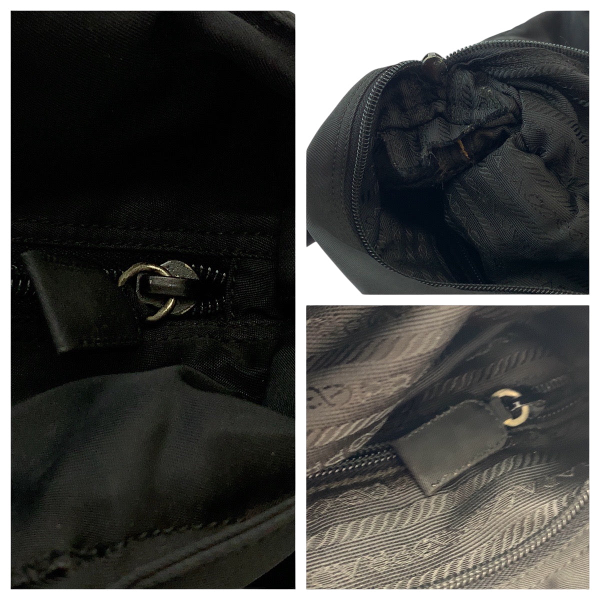 PRADA Handbag Nylon Black SilverMetal Test Triangle With logo