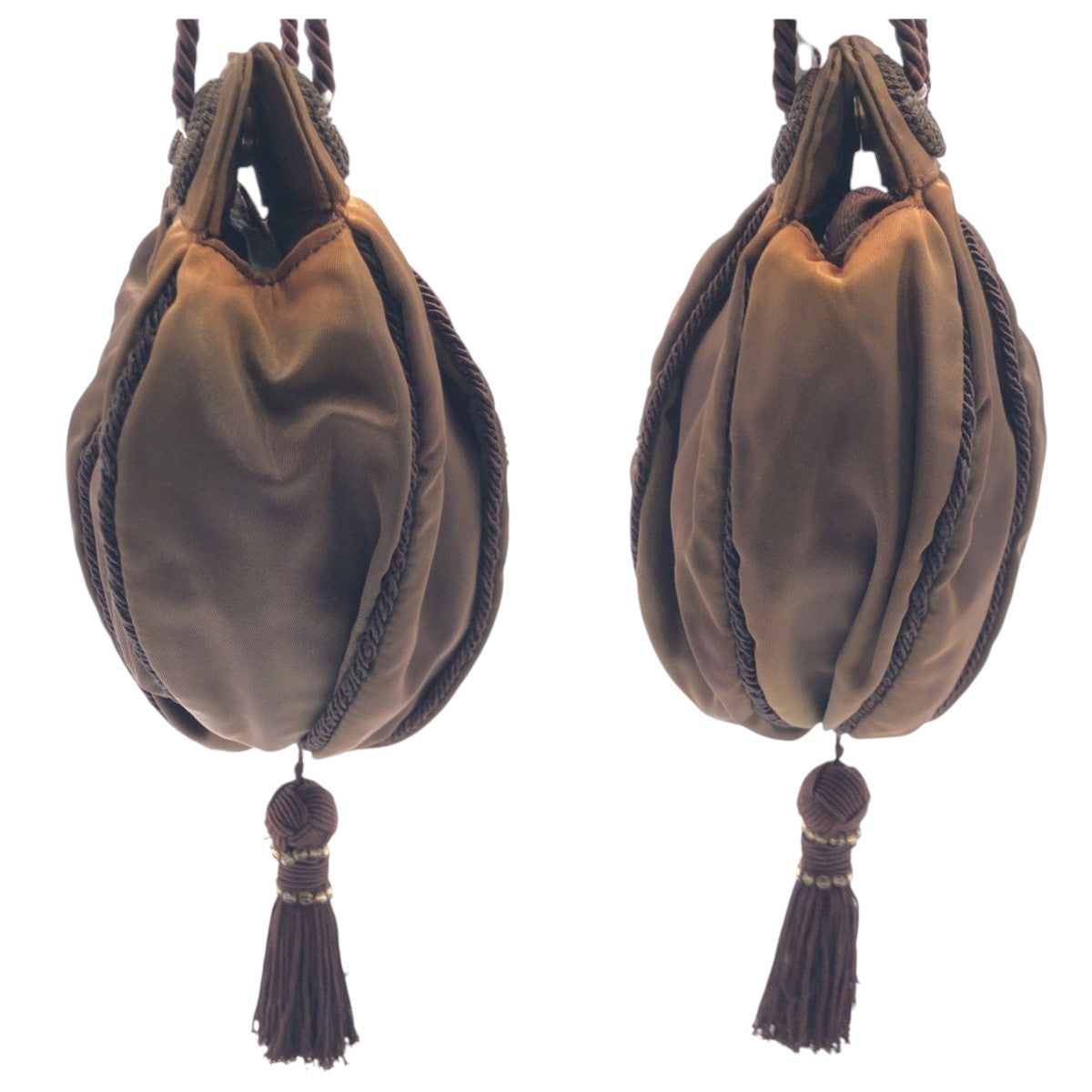 PRADA Shoulder Bag Nylon Brown Beads logo