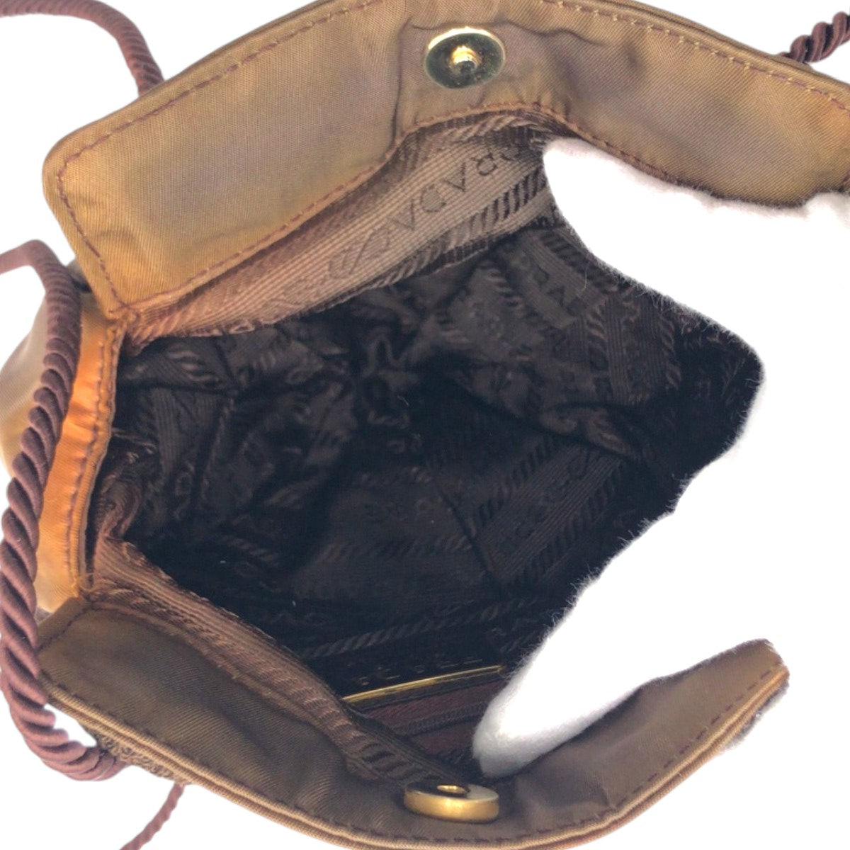 PRADA Shoulder Bag Nylon Brown Beads logo