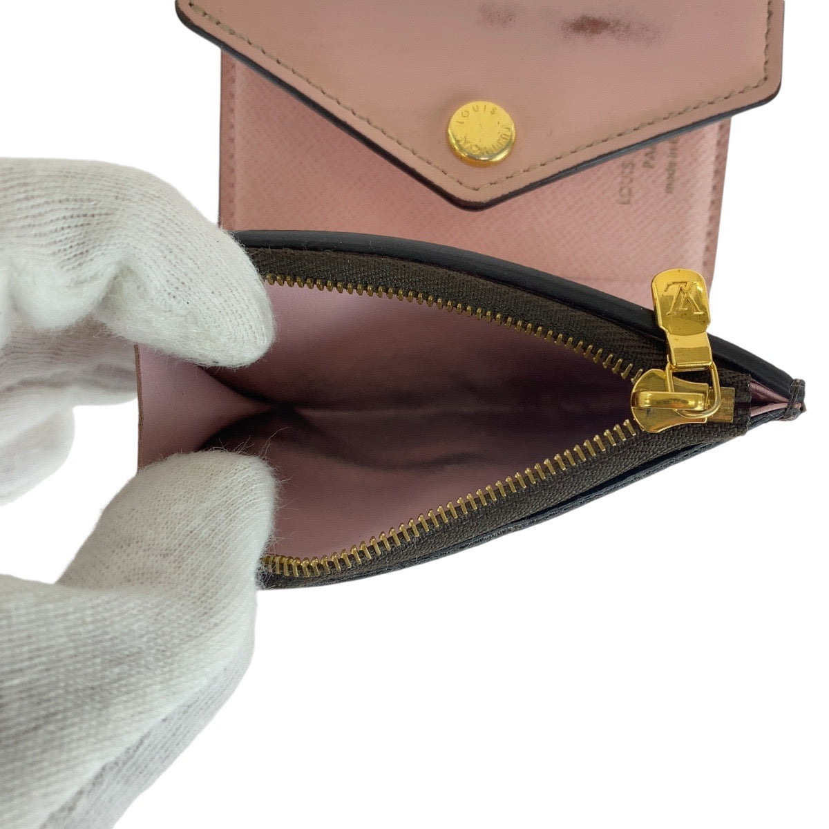 LOUIS VUITTON Tri-fold wallet M62933 leather Rose Ballerine Pink Brown Monogram Portefeuille Zoe