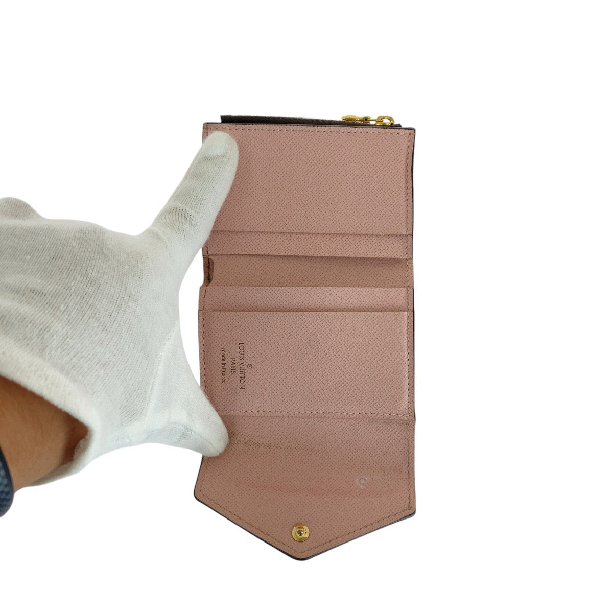 LOUIS VUITTON Tri-fold wallet M62933 leather Rose Ballerine Pink Brown Monogram Portefeuille Zoe