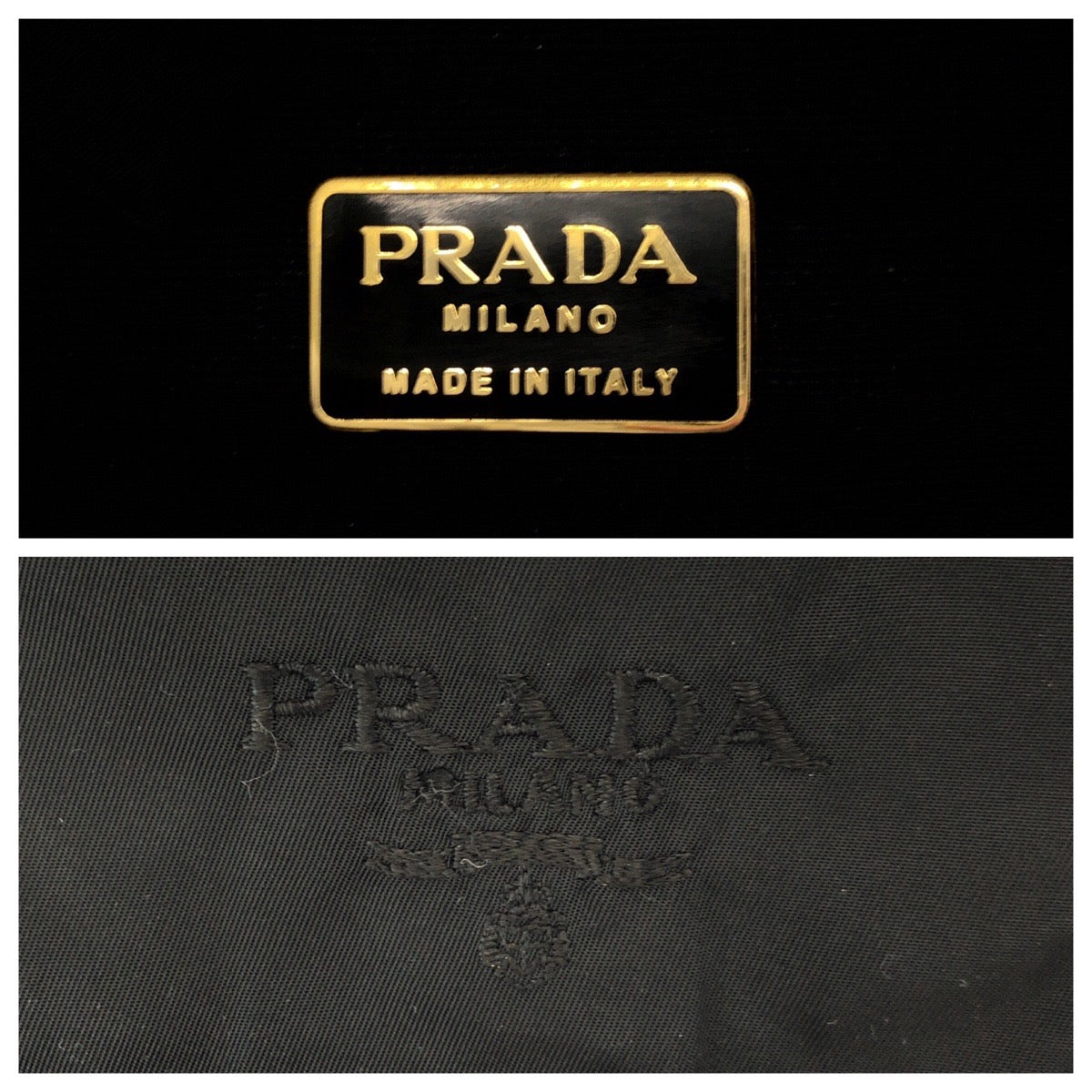 PRADA Backpack Nylon black Test embroidery