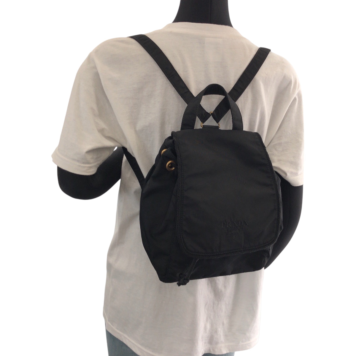 PRADA Backpack Nylon black Test embroidery