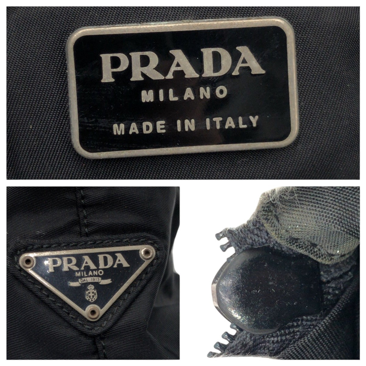 PRADA Handbag Nylon Black black Test Triangular logo