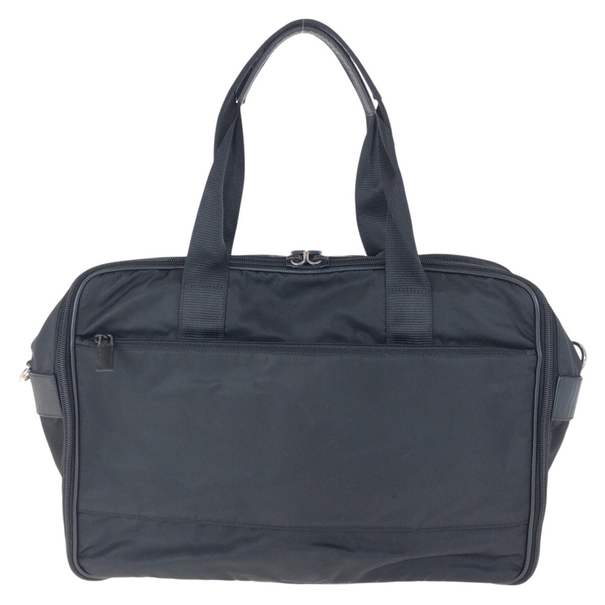 PRADA Business bag Nylon Black SilverMetal Testo Saffiano Triangle With logo