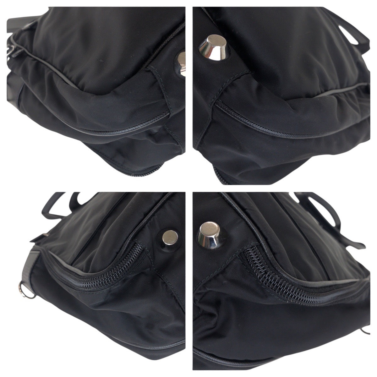 PRADA Business bag Nylon Black SilverMetal Testo Saffiano Triangle With logo