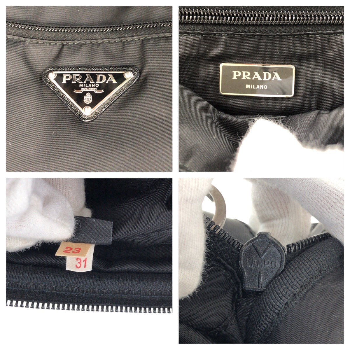 PRADA Business bag Nylon Black SilverMetal Testo Saffiano Triangle With logo