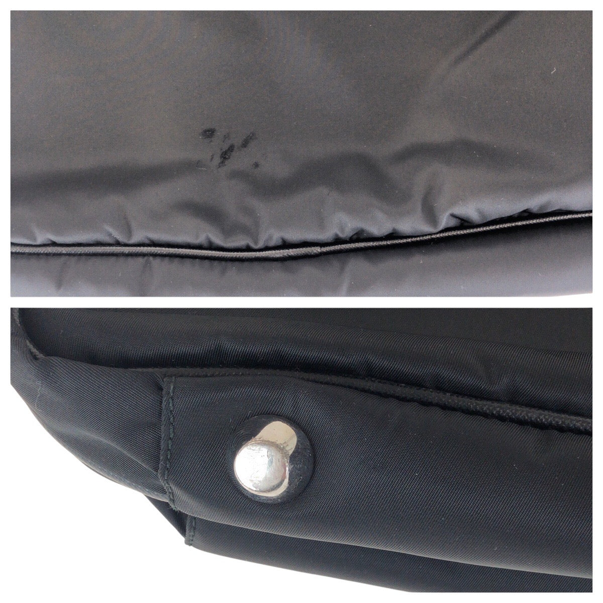PRADA Business bag Nylon Black SilverMetal Testo Saffiano Triangle With logo