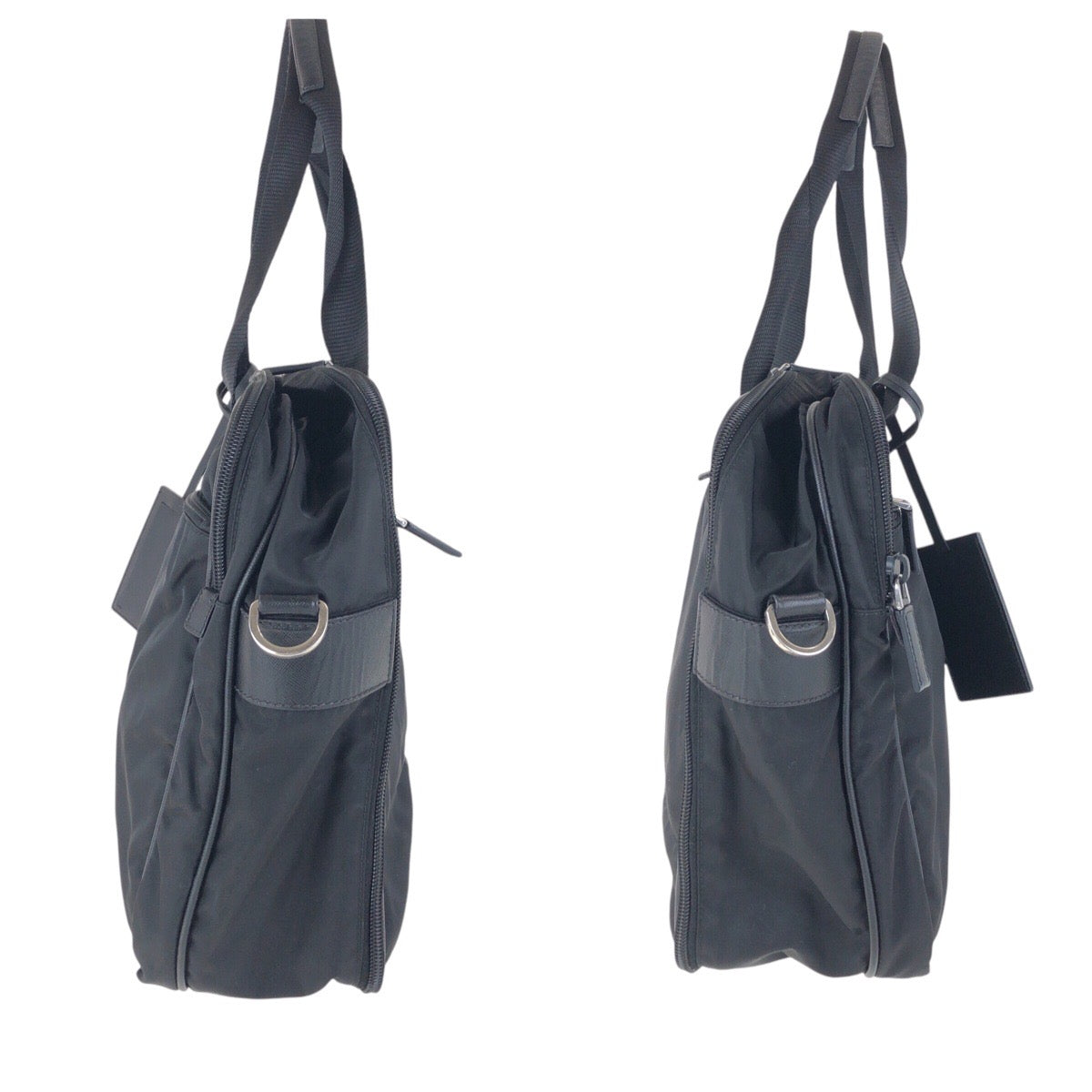 PRADA Business bag Nylon Black SilverMetal Testo Saffiano Triangle With logo