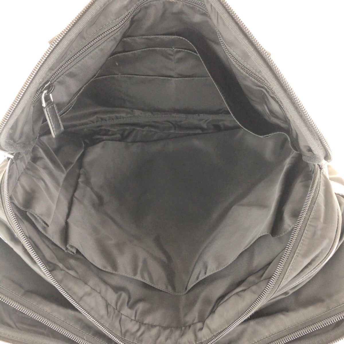PRADA Business bag Nylon Black SilverMetal Testo Saffiano Triangle With logo