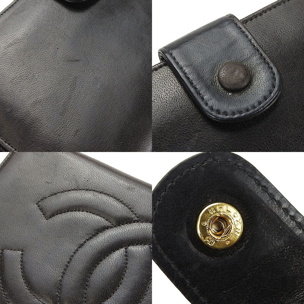 CHANEL Long Wallet Purse lambskin black COCO Mark