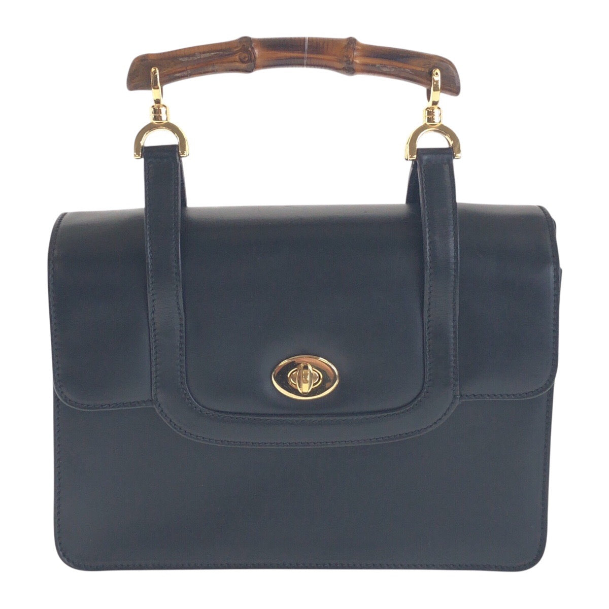 GUCCI Handbag 000 113 0231 leather Black GoldMetal Bamboo