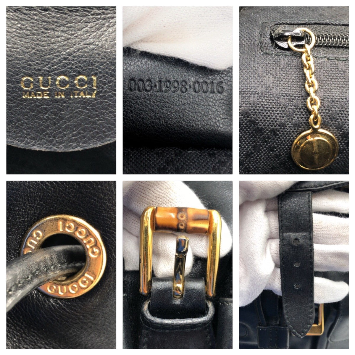GUCCI Backpack 003 1998 0016 leather Black black Bamboo