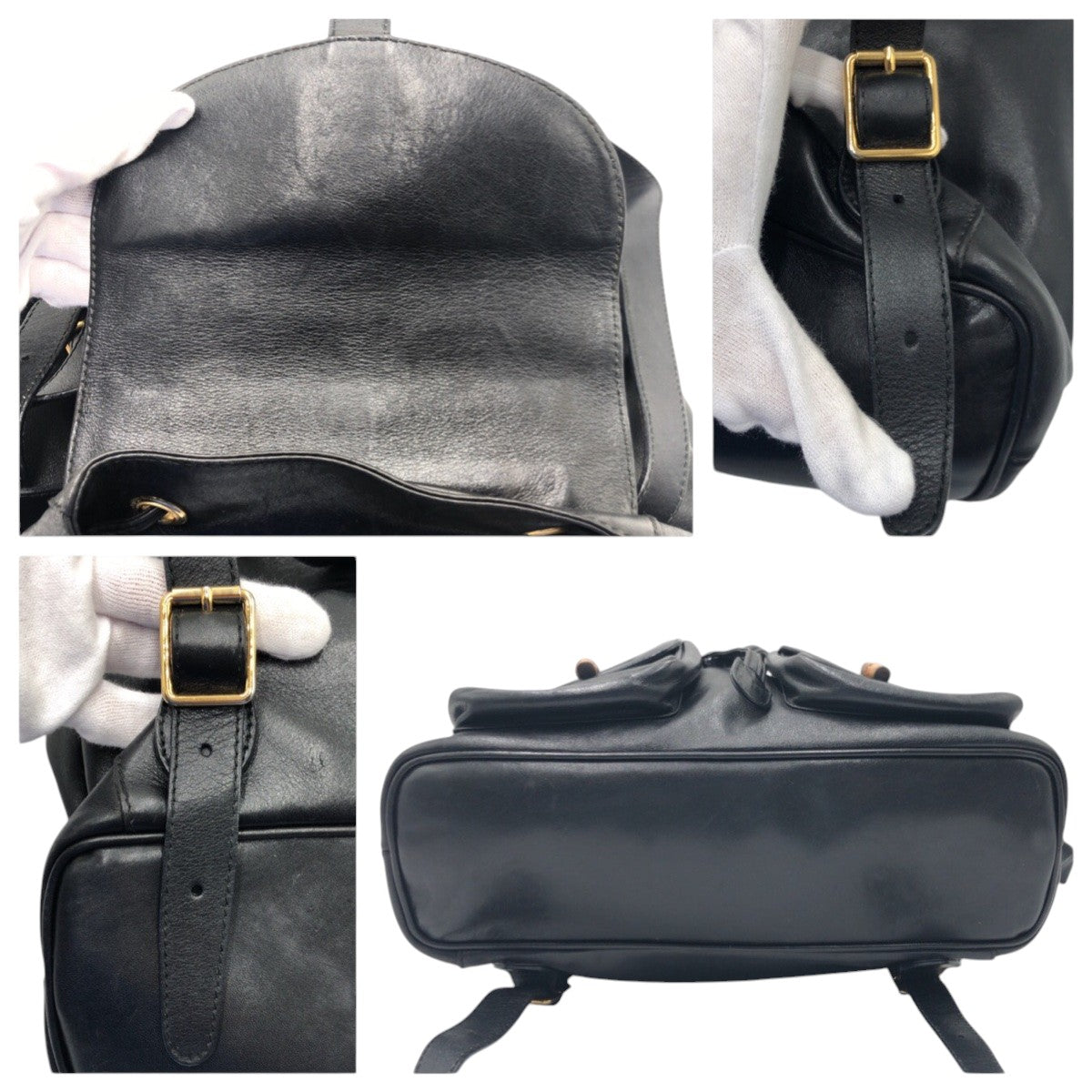 GUCCI Backpack 003 1998 0016 leather Black black Bamboo