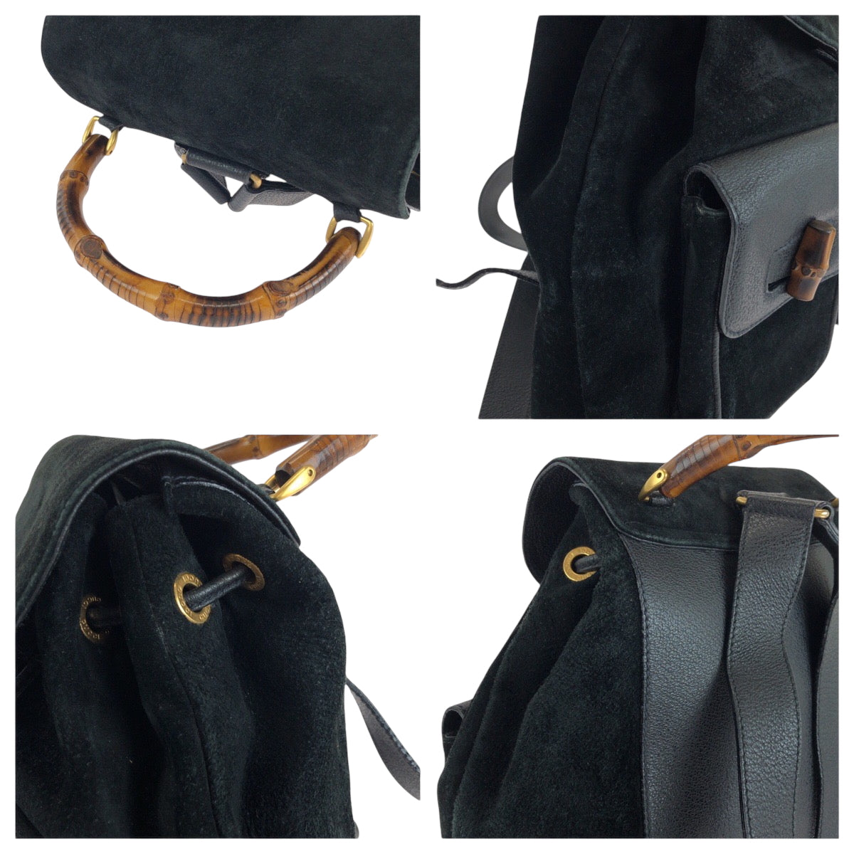 GUCCI Backpack 003 2058 Suede black Bamboo