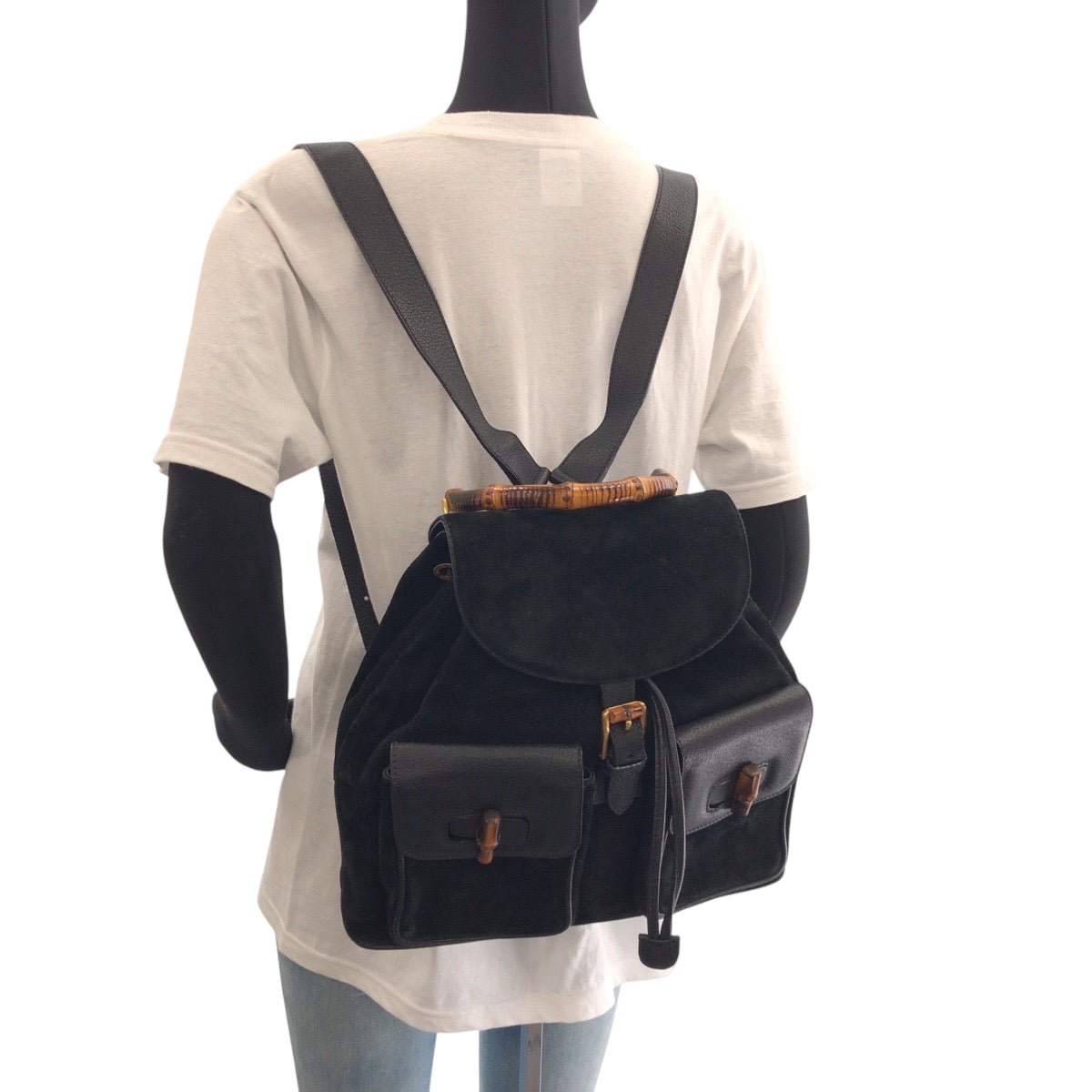 GUCCI Backpack 003 2058 Suede black Bamboo