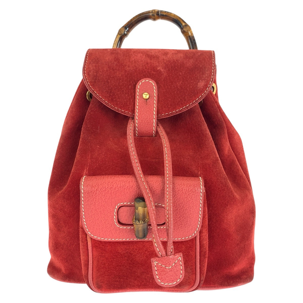 GUCCI Backpack 003 1956 0030 Suede Red Bamboo
