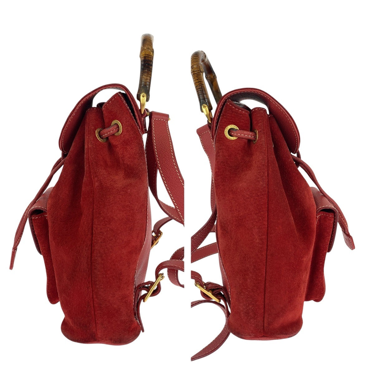 GUCCI Backpack 003 1956 0030 Suede Red Bamboo