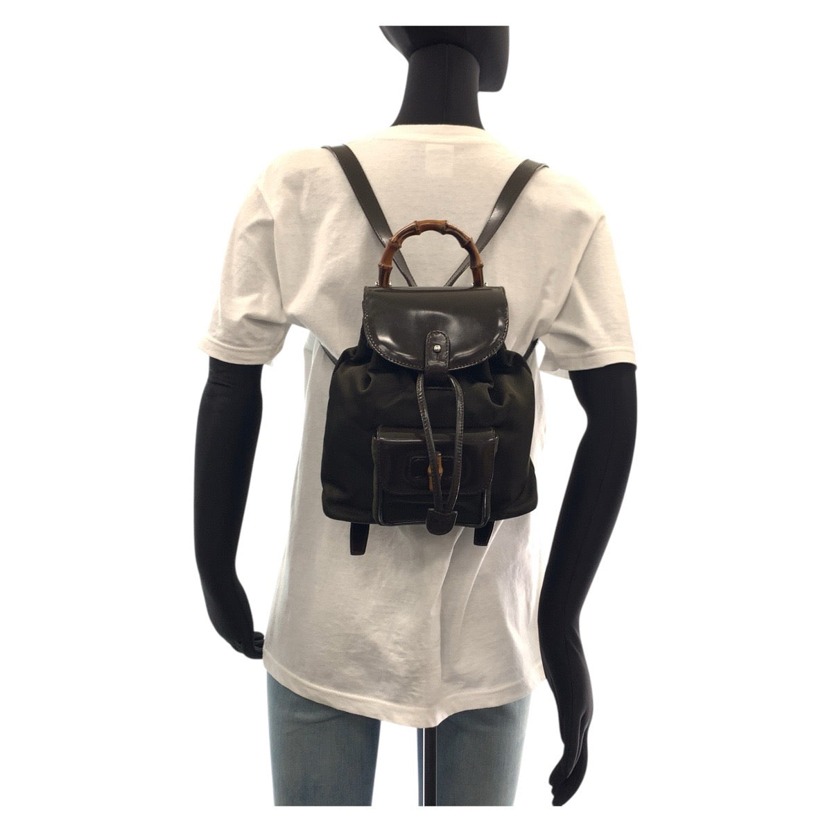 GUCCI Backpack 003 1998 0030 canvas Brown Bamboo