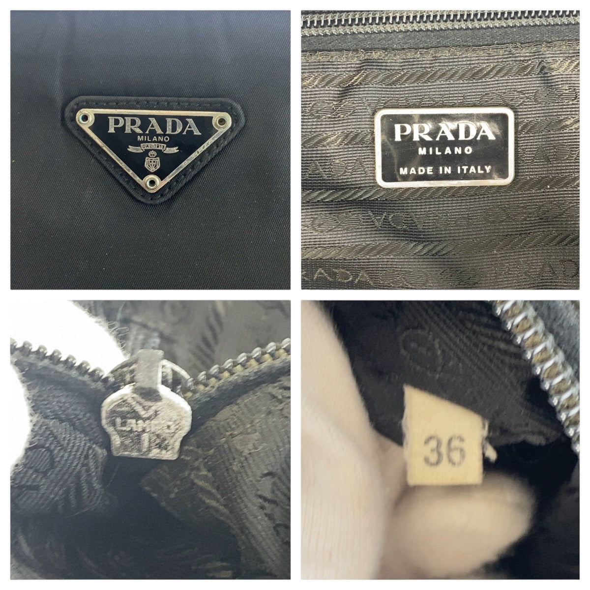 PRADA Shoulder Bag Nylon Black SilverMetal Test Triangle With logo
