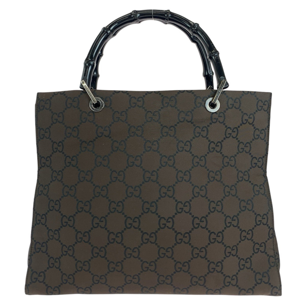 GUCCI Tote Bag 002 1010 GG canvas Brown Silver Metal Bamboo Jumbo GG
