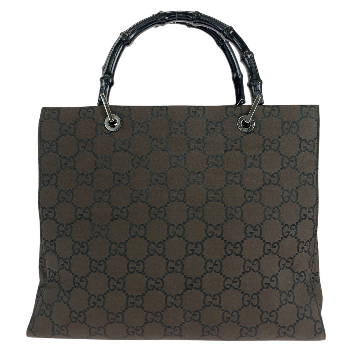 GUCCI Tote Bag 002 1010 GG canvas Brown Silver Metal Bamboo Jumbo GG