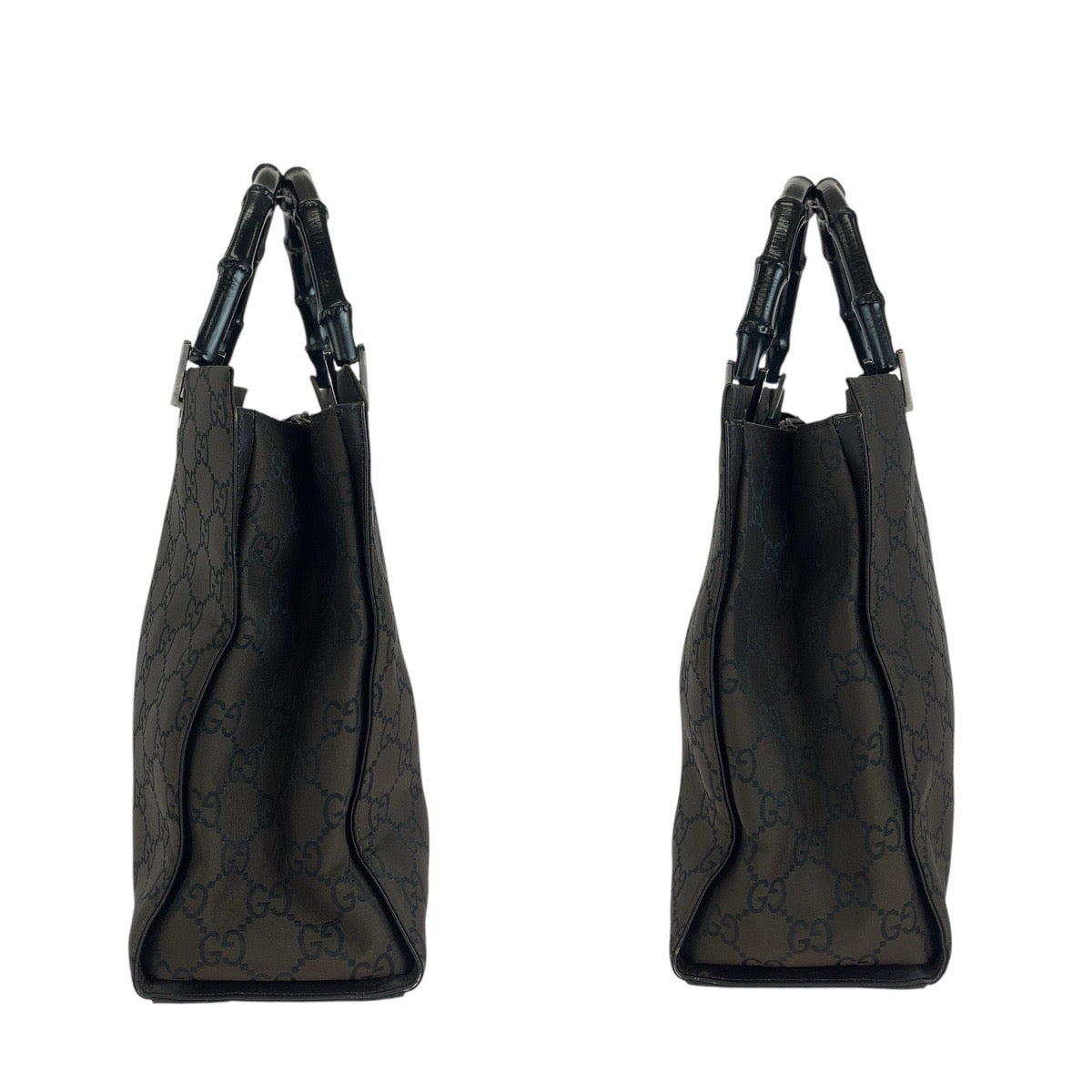 GUCCI Tote Bag 002 1010 GG canvas Brown Silver Metal Bamboo Jumbo GG