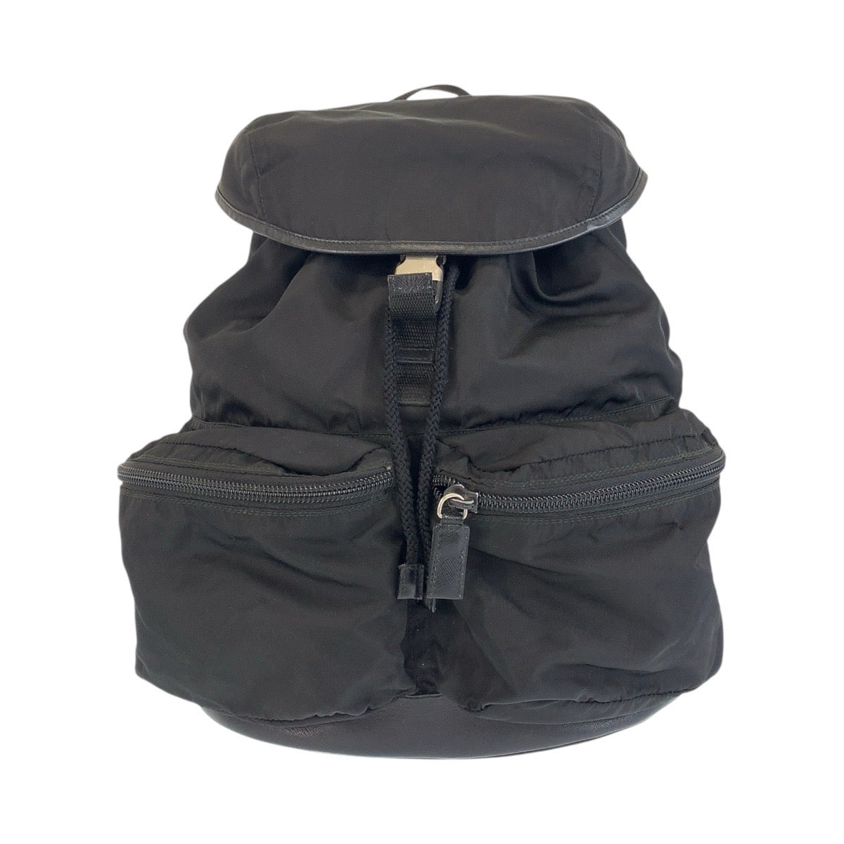 PRADA Backpack Nylon black Testo Saffiano Triangle With logo