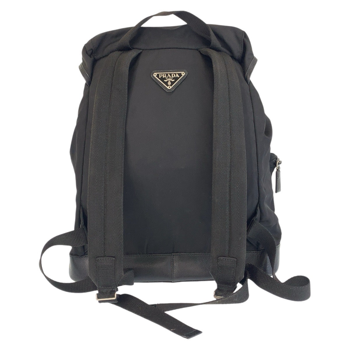 PRADA Backpack Nylon black Testo Saffiano Triangle With logo