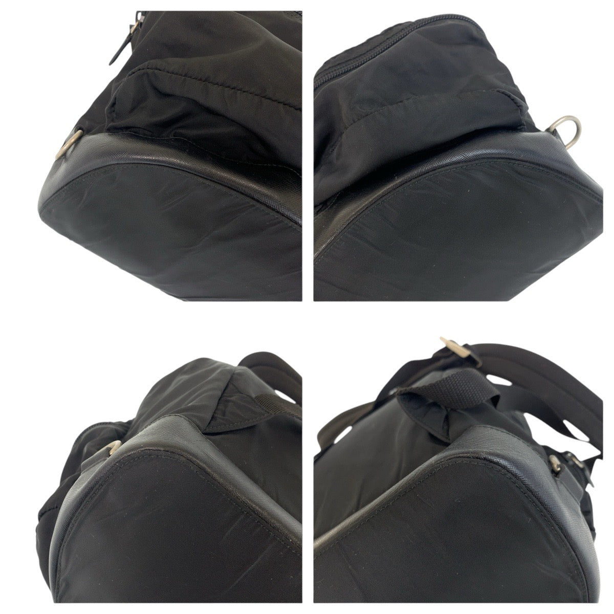 PRADA Backpack Nylon black Testo Saffiano Triangle With logo