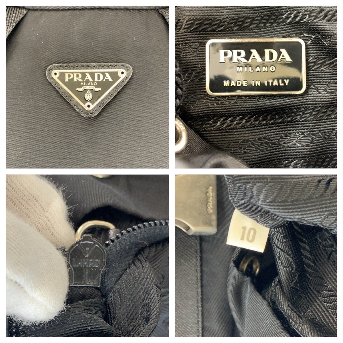 PRADA Backpack Nylon black Testo Saffiano Triangle With logo