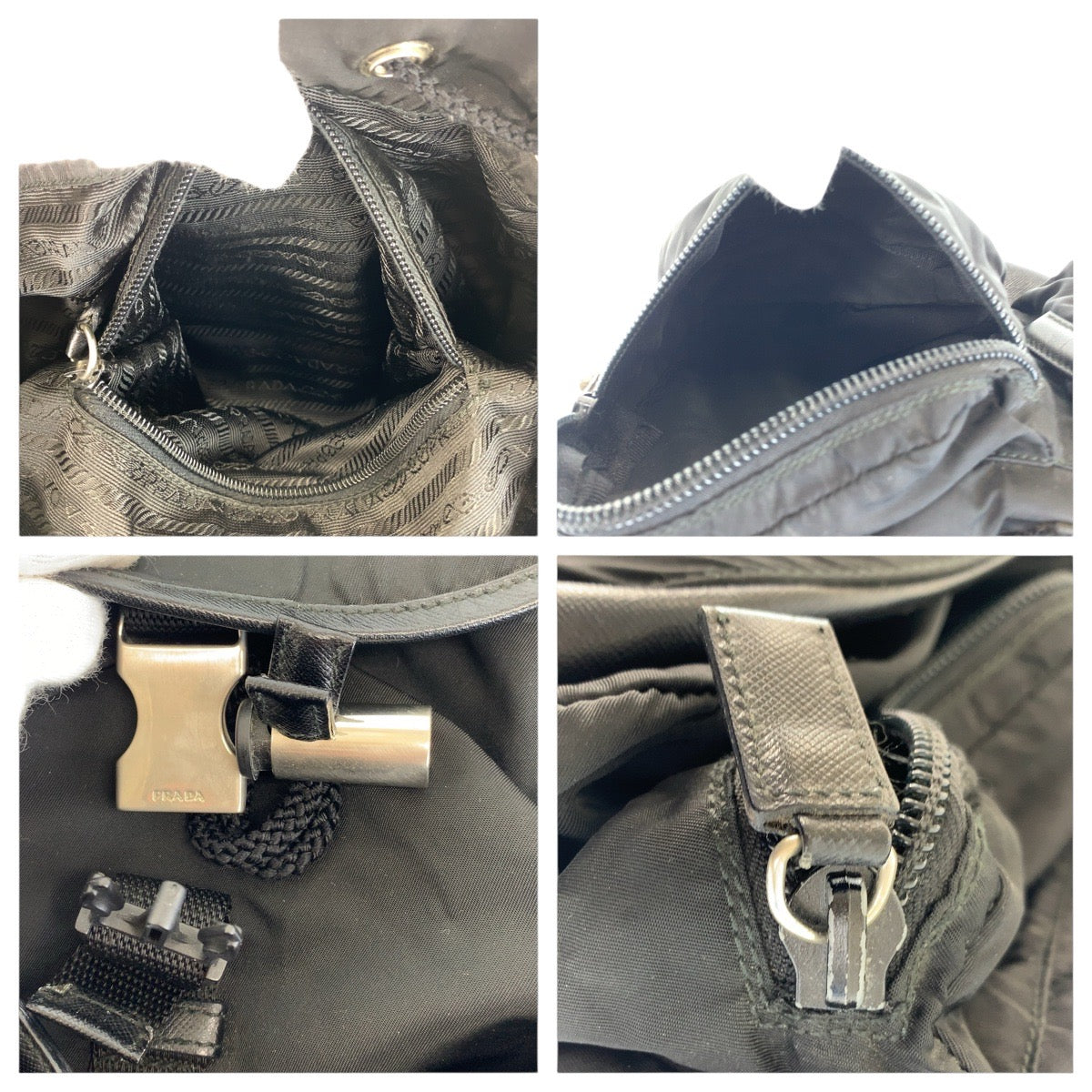 PRADA Backpack Nylon black Testo Saffiano Triangle With logo