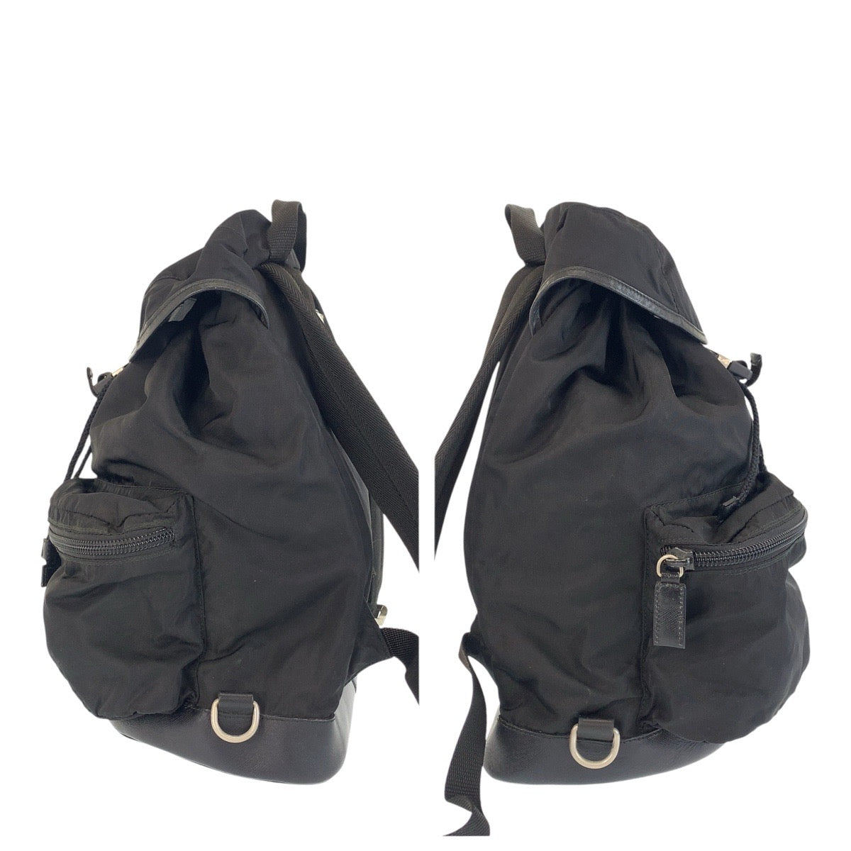 PRADA Backpack Nylon black Testo Saffiano Triangle With logo