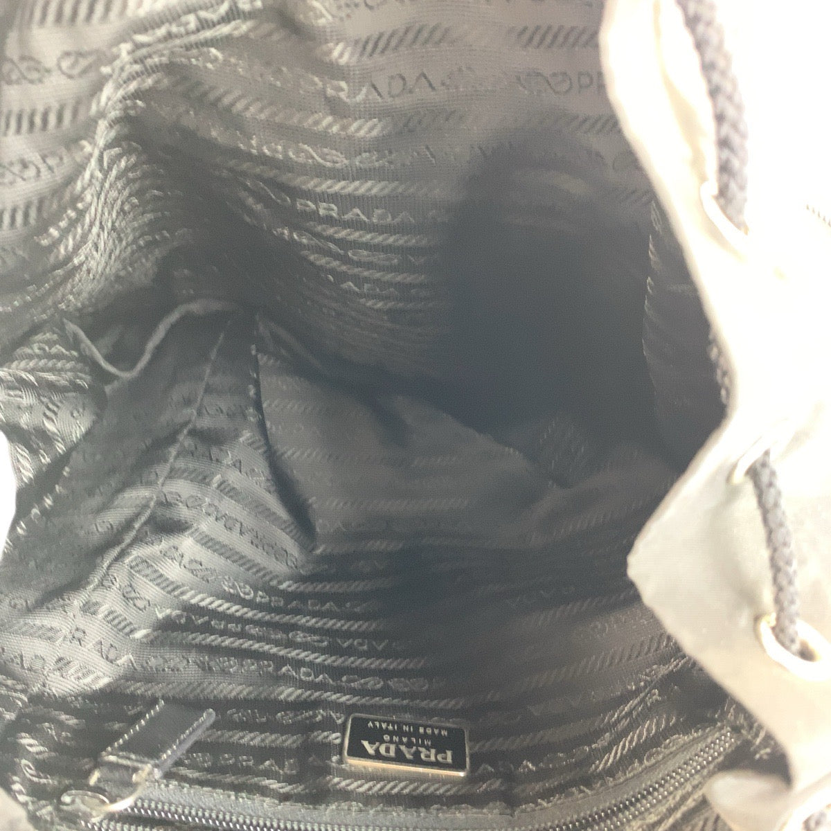 PRADA Backpack Nylon black Testo Saffiano Triangle With logo