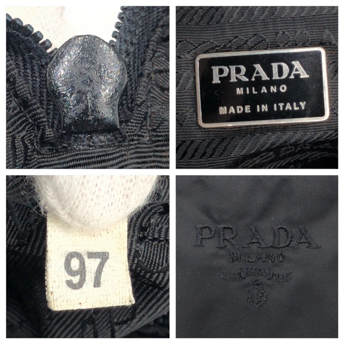 PRADA Handbag Nylon Black black Test Logo embroidery