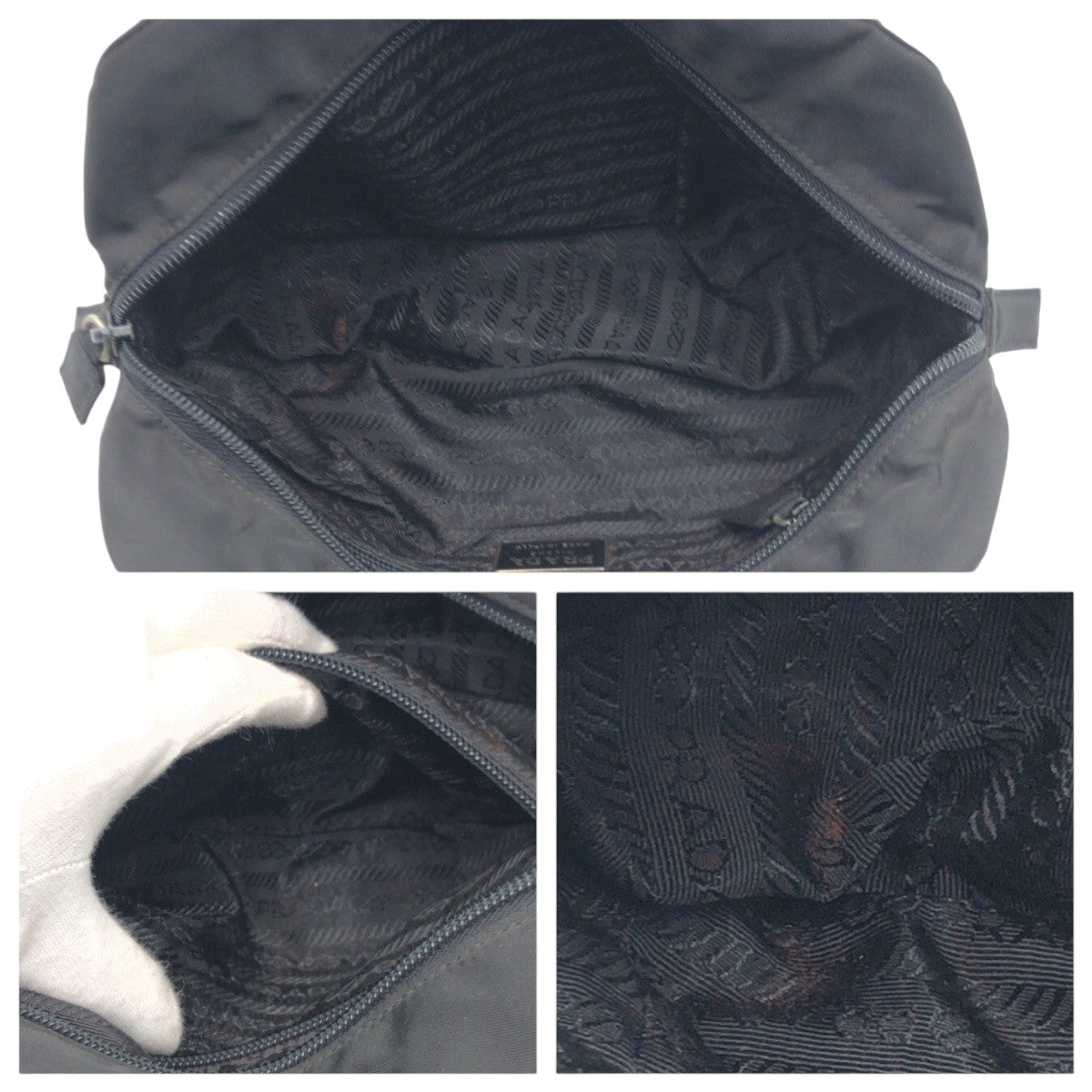 PRADA Handbag Nylon Black black Test Logo embroidery