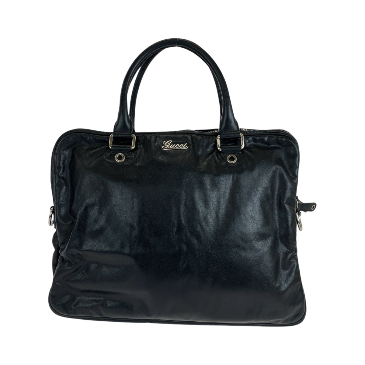 GUCCI Business bag 211113 leather Black SilverMetal