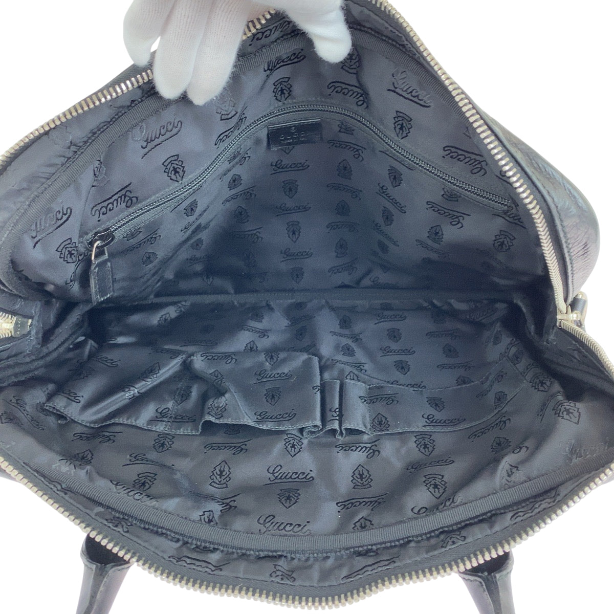 GUCCI Business bag 211113 leather Black SilverMetal