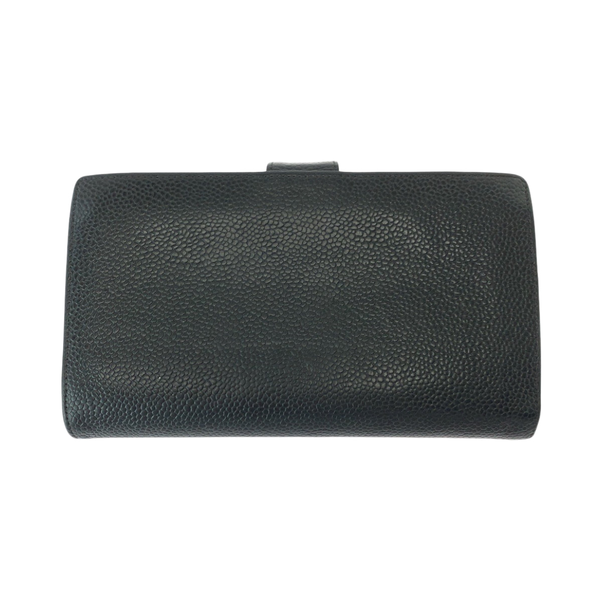 CHANEL Long Wallet Purse Caviar skin Black GoldMetal COCO Mark