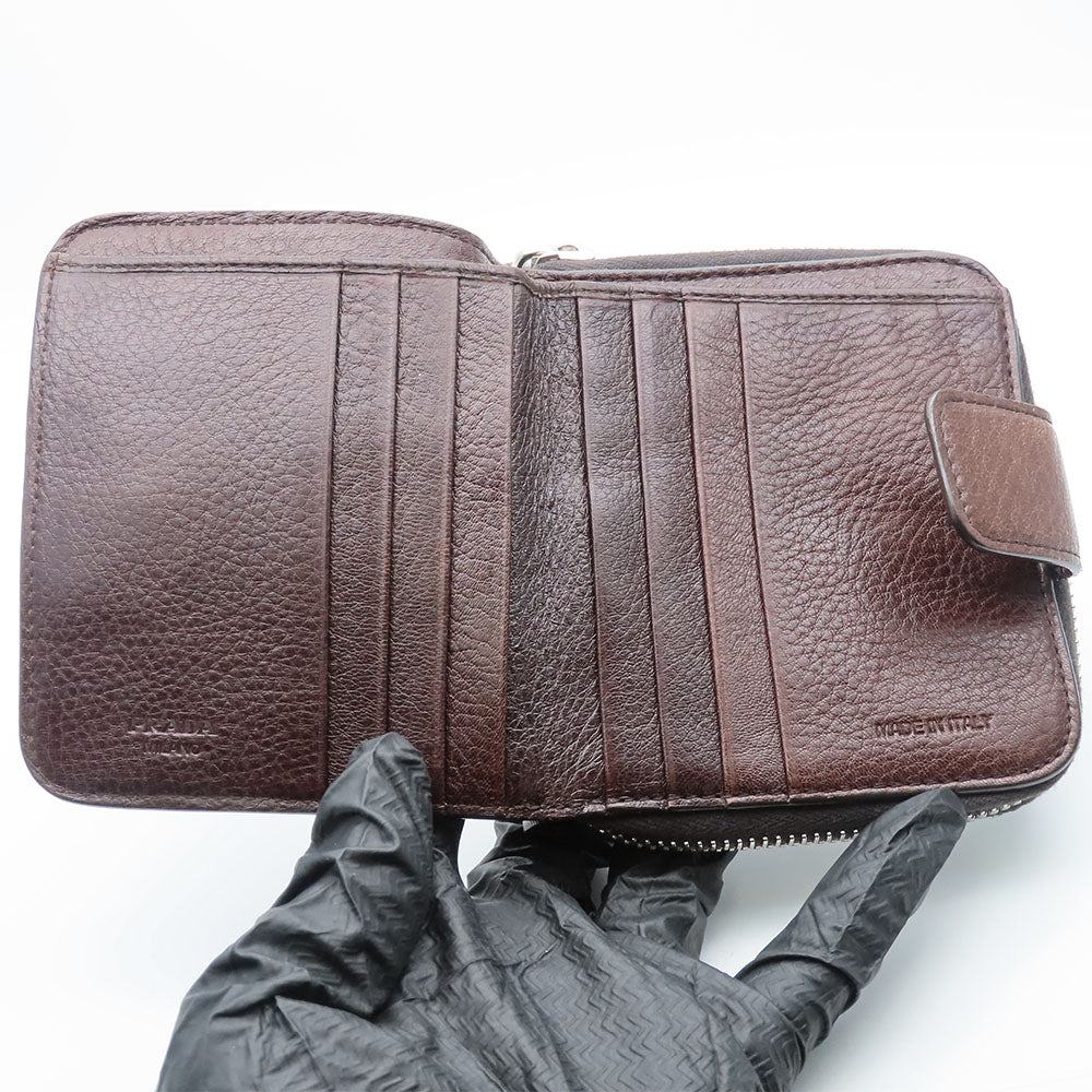 PRADA Bifold Wallet 1M0522 leather Brown