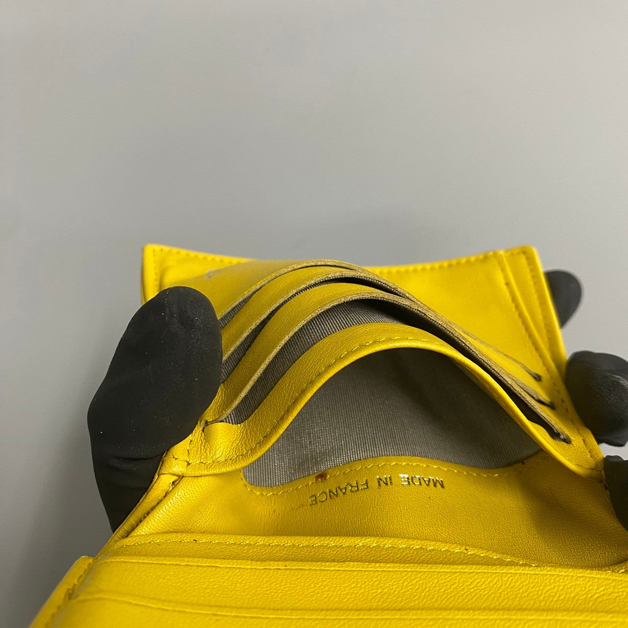 CHANEL Bifold Wallet leather yellow Caviar skin