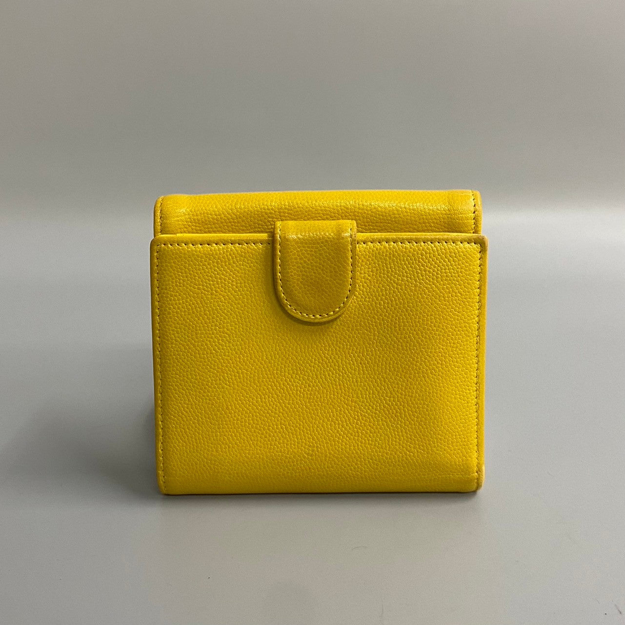 CHANEL Bifold Wallet leather yellow Caviar skin