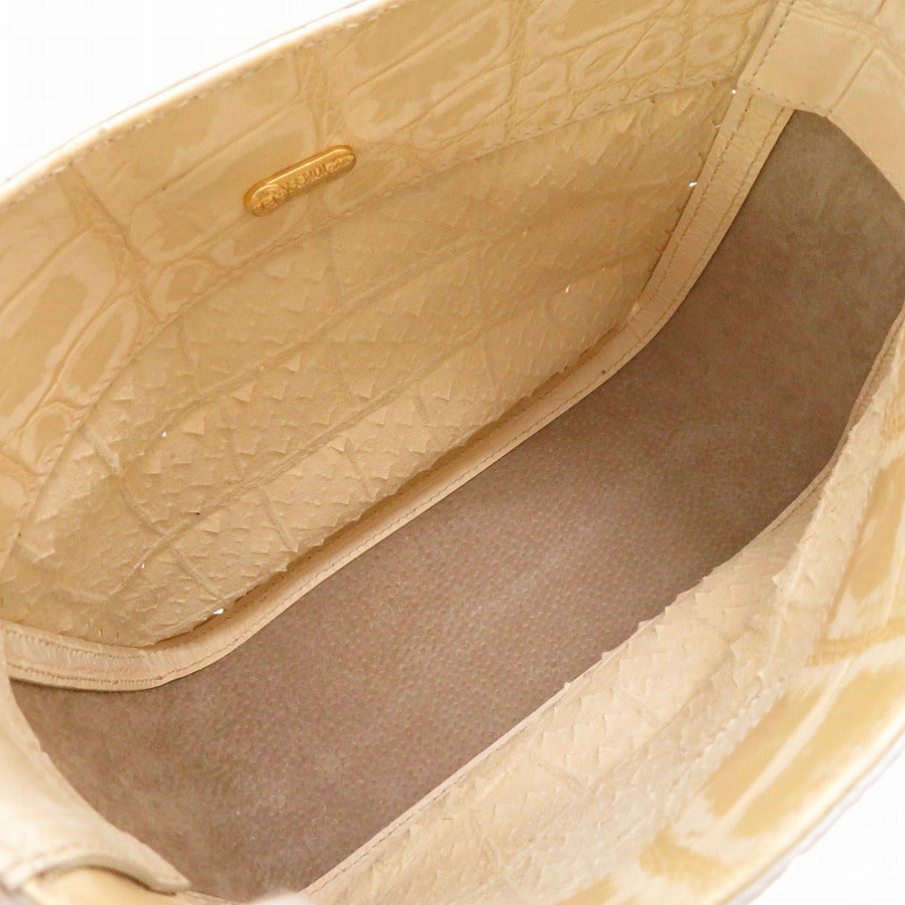 FENDI Shoulder Bag Embossed leather Ivory Women Used Authentic