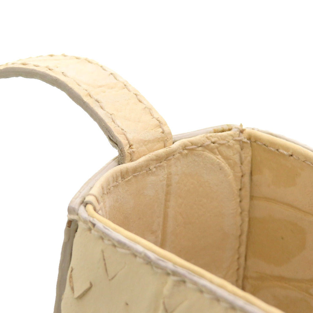 FENDI Shoulder Bag Embossed leather Ivory Women Used Authentic