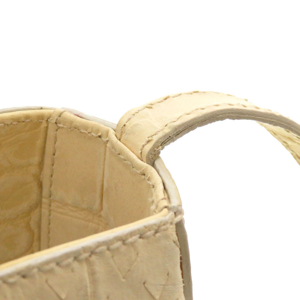 FENDI Shoulder Bag Embossed leather Ivory Women Used Authentic