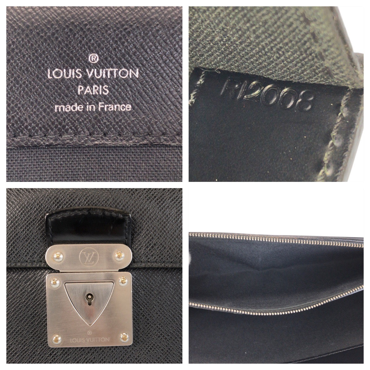 LOUIS VUITTON Business bag M31052 leather Ardoise Black SilverMetal Taiga Robusto 1