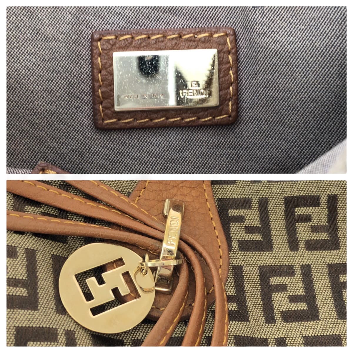 FENDI Tote Bag 8BL070 canvas Brown Zucchino